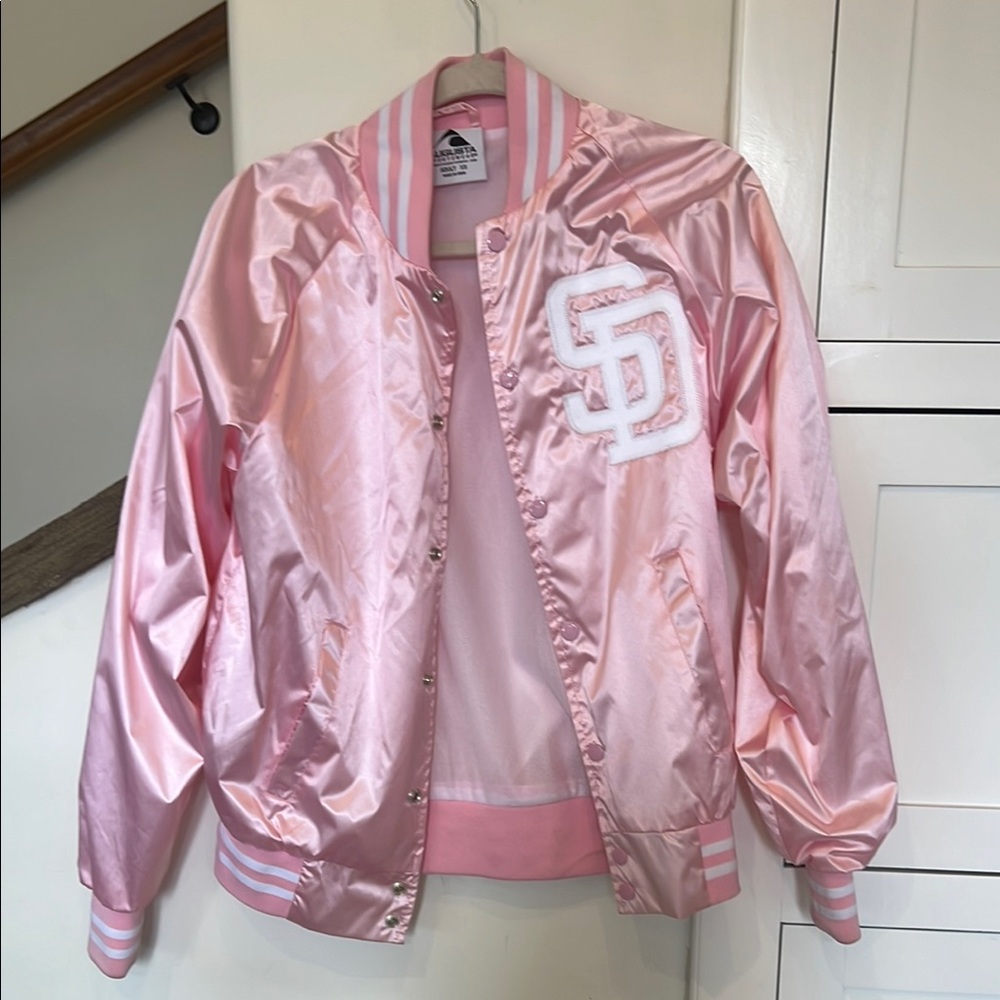 Augusta Sportswear Custom Made  Pink Satin San Diego Padres Jacket